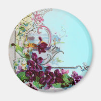 ROMANTICA Floral Swirls Purple Pansies,Teal Blue