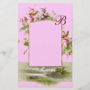 ROMANTİCA MONOGRAM / CYCLAMENS,pink green Stationery