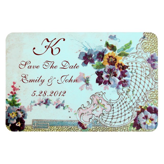 ROMANTİCA  MONOGRAM ,Save The Date Magnet (Horizontal)