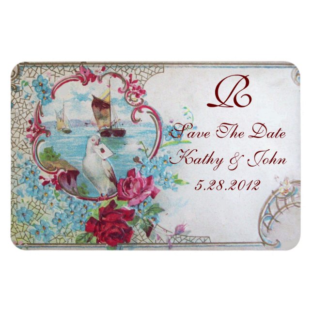 ROMANTİCA  MONOGRAM ,Save The Date Magnet (Horizontal)