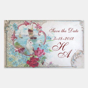 ROMANTICA MONOGRAM,Save the Date Rectangular Sticker