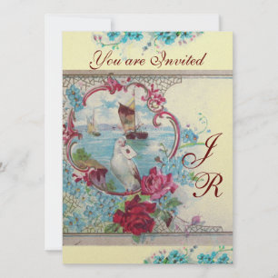 ROMANTİCA  MONOGRAM White Champagne Metallic paper Invitation