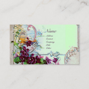 ROMANTICA Pansies,Violets in Winter Green Floral Business Card