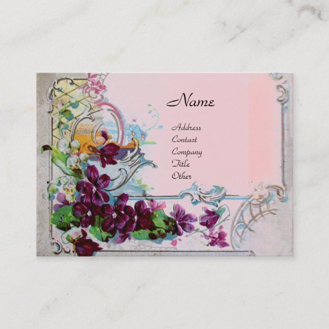 ROMANTICA Pansies,Violets,Winter Floral Basket Business Card (Front)
