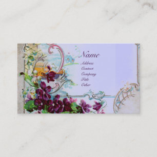ROMANTICA Pansies,Violets,Winter Floral White Business Card