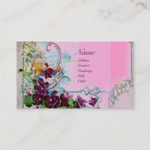 ROMANTICA Pansies,Violets,Winter Floral White Business Card