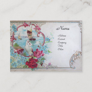 ROMANTICA ROSES,BLUE FLOWERS ,WHITE DOVE Floral Business Card