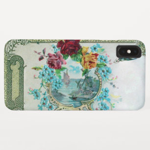 ROMANTICA /ROSES,BLUE FLOWERS WITH BIRD White iPhone XS Max Case