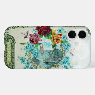 ROMANTICA / ROSES ;BLUE FLOWERS WITH BIRD ,white iPhone 16 Case