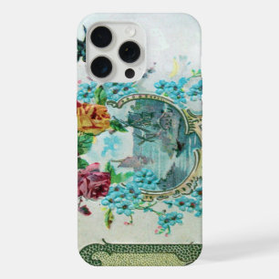 ROMANTICA /ROSES,BLUE FLOWERS WITH BIRD White iPhone Case