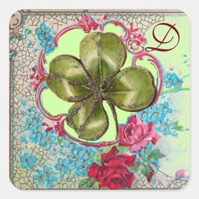 ROMANTICA / ST.PATRICK'S SHAMROCK MONOGRAM SQUARE STICKER (Front)