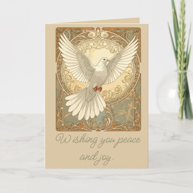Romantically Nostalgic Peace Dove Greeting Card (Front)