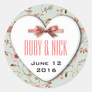RomanticCharm Vintage Floral Wedding collection Classic Round Sticker