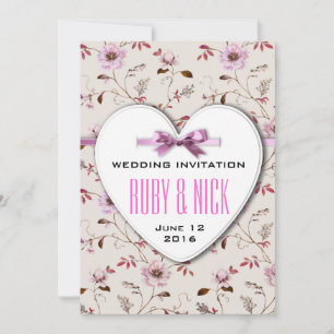 RomanticCharm vintage floral wedding collection Invitation