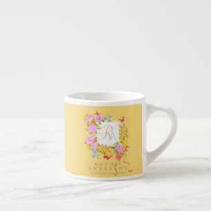 Romantics Blooming Garden Monogram Gold Yellow Espresso Cup