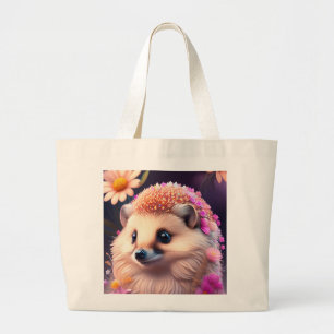 Romantik Igel mit Blumen Large Tote Bag