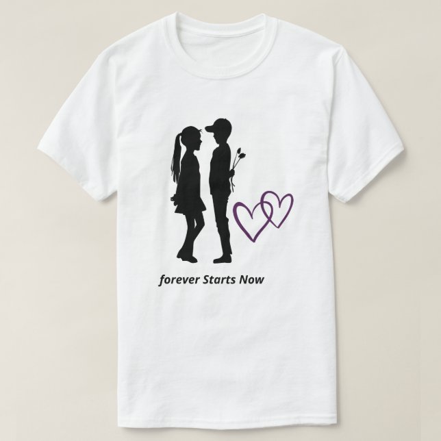 Romantisches Paar Herz T-Shirt (Design Front)