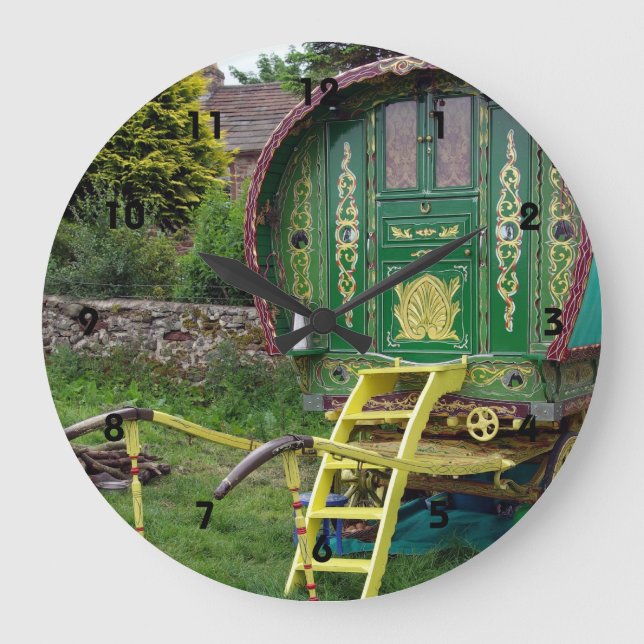 Romany Gypsy bowtop wagon Large Clock (Front)