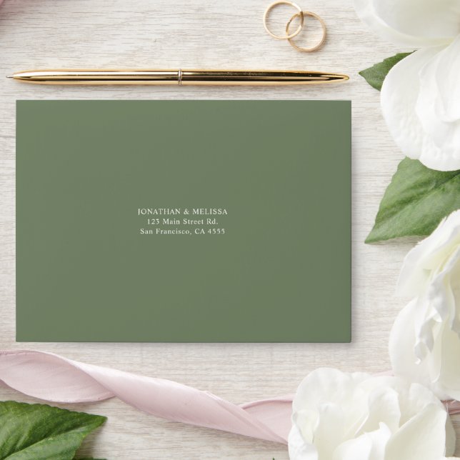 Romatic Deep Sage Green Monogram Wedding Envelope (Wedding)