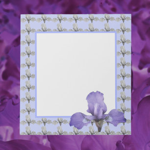 Romatic Purple and White Iris Pattern Notepad