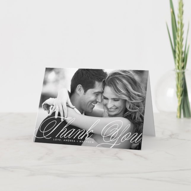 Romatic Script Wedding Thank You Card (Front)