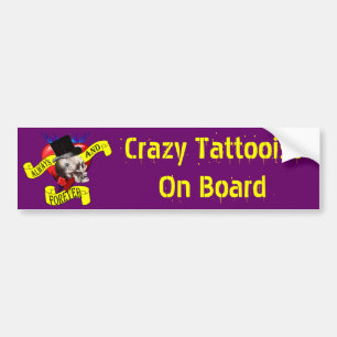 Romatic skull and heart tattoo design bumper sticker