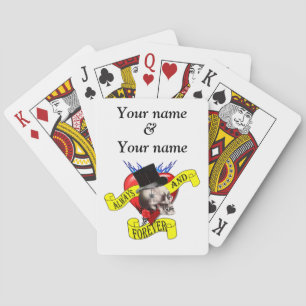 Romatic skull and heart tattoo design playing cards