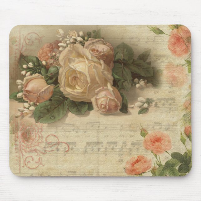 Romatic Vintage Floral Mousepad (Front)