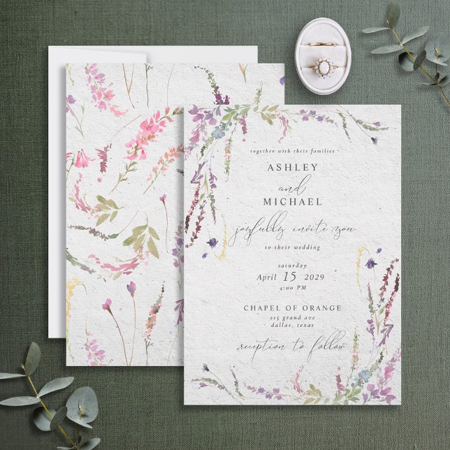 Romatic Watercolor Wildflower Calligraphy Wedding Invitation (Creator Uploaded)