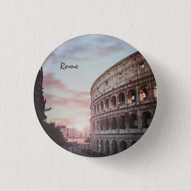 Rome Ancient Architecture sunset cityscape 3 Cm Round Badge (Front)