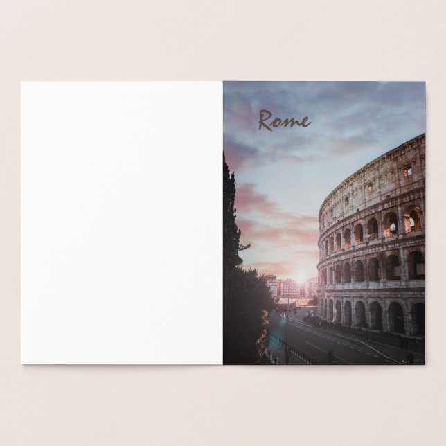 Rome Ancient Architecture sunset cityscape Foil Card (Inside)