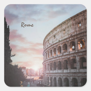 Rome Ancient Architecture sunset cityscape Square Sticker