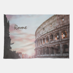 Rome Ancient Architecture sunset cityscape Tea Towel