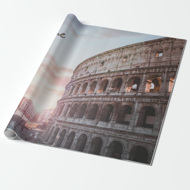 Rome Ancient Architecture sunset cityscape Wrapping Paper (Unrolled)