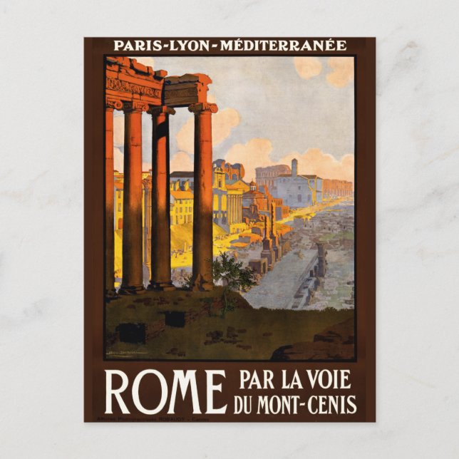 Rome at Dawn Par La Voie Travel Poster 1920 Postcard (Front)