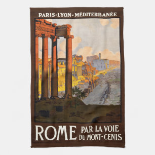 Rome at Dawn Par La Voie Travel Poster 1920 Tea Towel