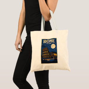 Rome at Night Tote Bag Vintage Colosseum Travel
