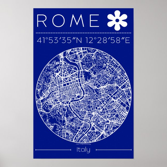 Rome Blueprint City Map Poster – Circular Design  (Front)