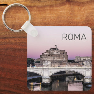 Rome Castel Sant'Angelo Bridge Sunset Panorama Lug Key Ring