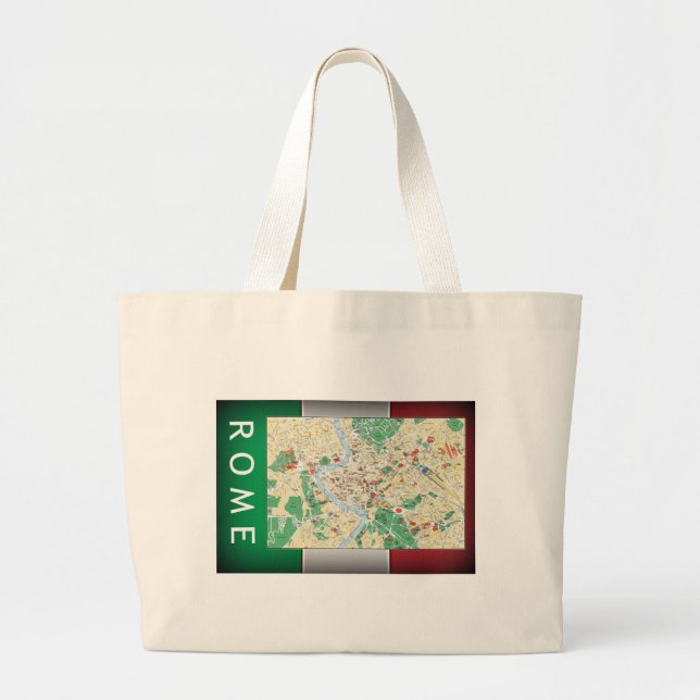 Rome City Map Large Tote Bag (Front)