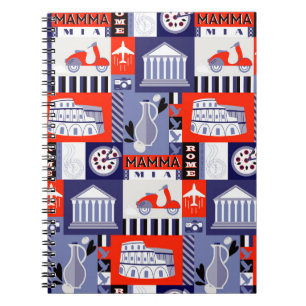 Rome city seamless decorative pattern design. Trav Notebook