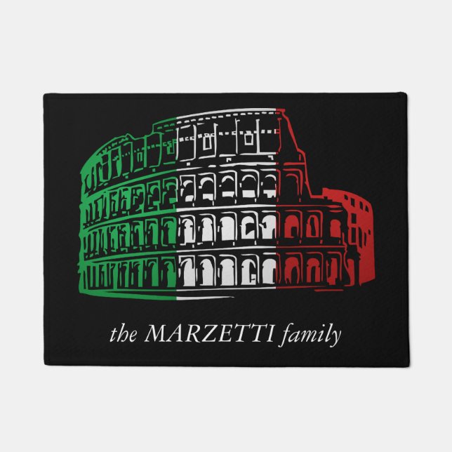 Rome Coliseum Italian Flag Personalised Doormat (Front)