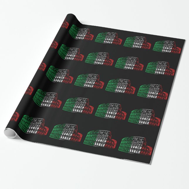 Rome Coliseum Italian Flag Wrapping Paper (Unrolled)
