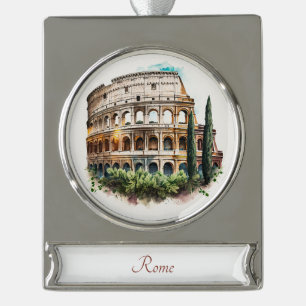 Rome Coliseum Watercolor Painting  Ornament