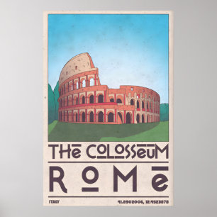 Rome Colosseum Art Print, Vintage Travel Poster