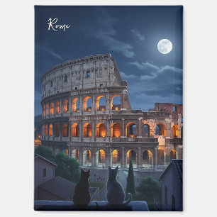 Rome Colosseum cats at Night Magnet