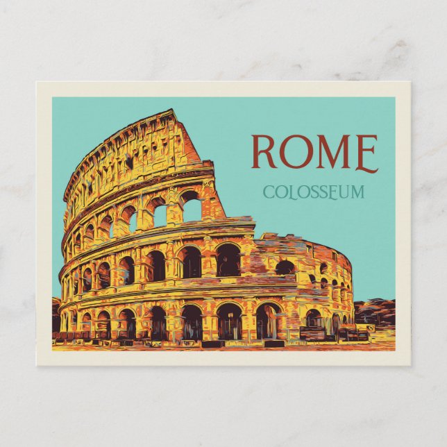 Rome colosseum illustration Italy Postcard (Front)