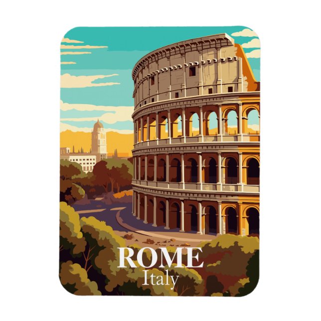 Rome Colosseum Italy Travel Illustration Magnet (Vertical)
