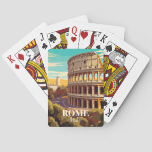 Rome Colosseum Italy Travel Illustration Playing Cards