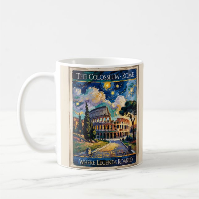 Rome Colosseum Itlay Landmark Retro Van Gogh Art Coffee Mug (Left)